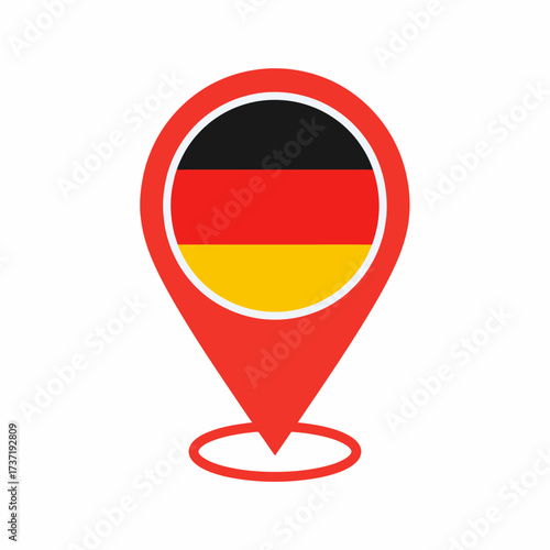 Free Download Geographical marker representing Germany, an iconic red map pointer featuring the national flag, symbolizing travel, pinpointing places, or a destination on a global map - GFXLoad