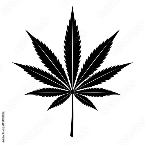 Black and White Marijuana Leaf Illustration Cannabis Symbol