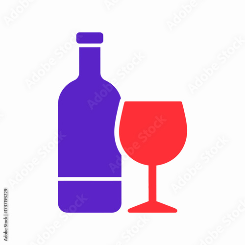 Vibrant Wine Still Life A Colorful Illustration of a Bottle and Glass