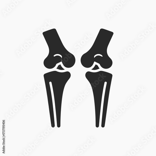 Illustration of two human knees with bones clearly visible in a simplified graphic style