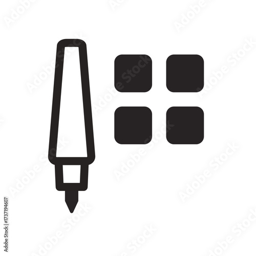 Pen Tool With Four Squares Line Icon of Wireframing Tools Icon Set