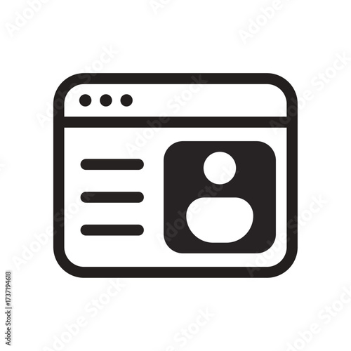 Browser Window With Profile Line Icon of Wireframing Tools Icon Set