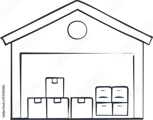 Warehouse Storage Illustration Boxes Stacked in a Storage Facility
