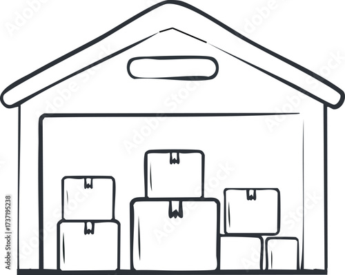 Warehouse with Boxes Illustration