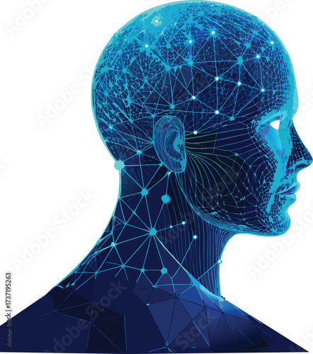 Artificial Intelligence Grid Network Human Head Vector