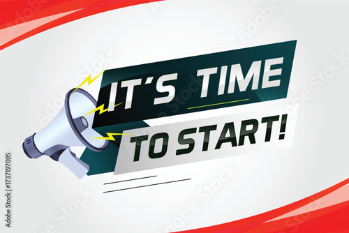 It's time to start word concept vector illustration with megaphone and 3d style, landing page, template, ui, web, mobile app, poster, banner, flyer, background, gift card, coupon, label, wallpaper 