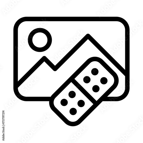 Image Patch Tool Line Icon of Image Retouching Icon Set