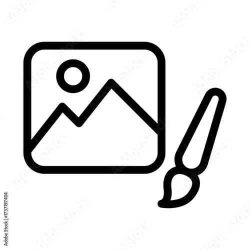 Image Editing Brush Line Icon of Collage Art Icon Set