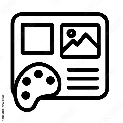 Color Palette Board Line Icon of Mood Boards Icon Set