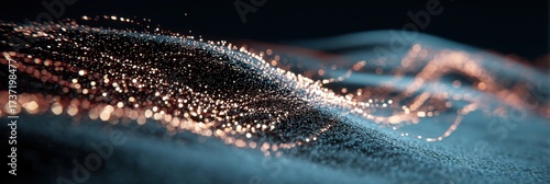 Stunning View of Shimmering Waves With Bright Particles and Soft Contours in a Dark Setting During Night Time