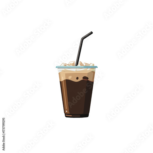 flat 2D icon vector illustrator of iced coffee