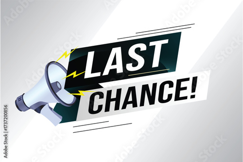 Last chance words shot megaphone Banner design template for marketing. Last chance promotion or retail. background banner modern graphic design for store shop, online store, website, landing page 