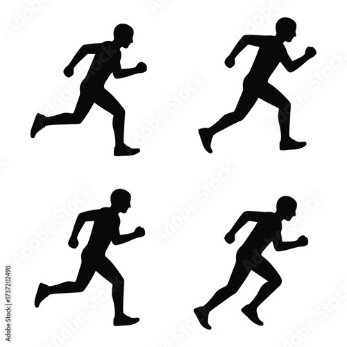 Dynamic silhouettes of four runners in motion capturing athletic prowess and speed silhouette