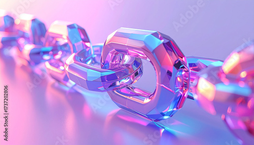 Sleek Y2K chain, holographic flair, clean and crisp background, futuristic appeal, minimalist vibe, 3D render
2