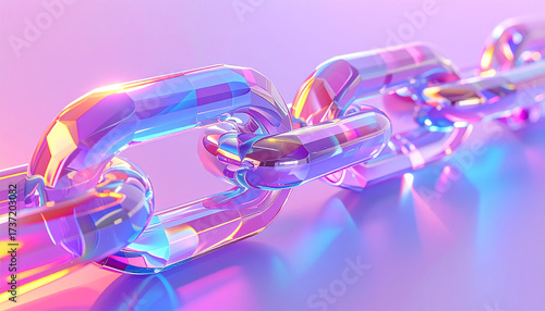 Sleek Y2K chain, holographic flair, clean and crisp background, futuristic appeal, minimalist vibe, 3D render
4