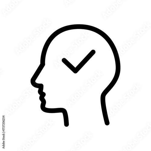 Head with Check Line Icon of Ethical Design Icon Set