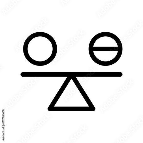 Scale with Two Shapes Line Icon of Balance Icon Set
