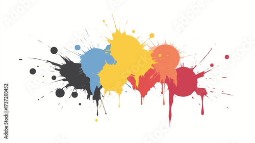 Colorful paint splash on white background. Abstract background with colorful splatter for creative projects. 