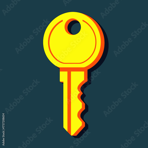 Golden Key Icon on Dark Blue Background