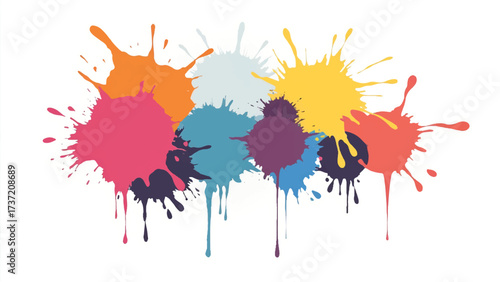 Colorful paint splash on white background. Abstract background with colorful splatter for creative projects. 