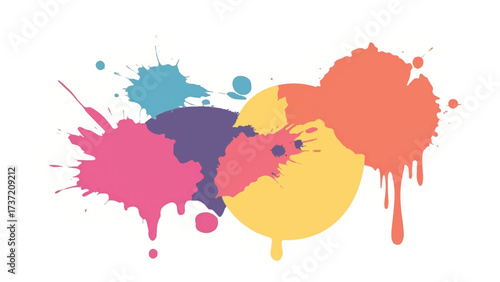 Colorful paint splash on white background. Abstract background with colorful splatter for creative projects. 