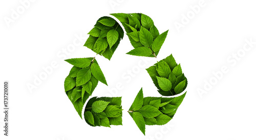 Green Recycling Symbol Leaves Representing Environmental Protection Sustainable Practices and Renewable Resources for a Cleaner Future and Ecological Balance of Nature