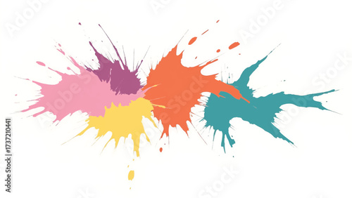 Colorful paint splash on white background. Abstract background with colorful splatter for creative projects. 