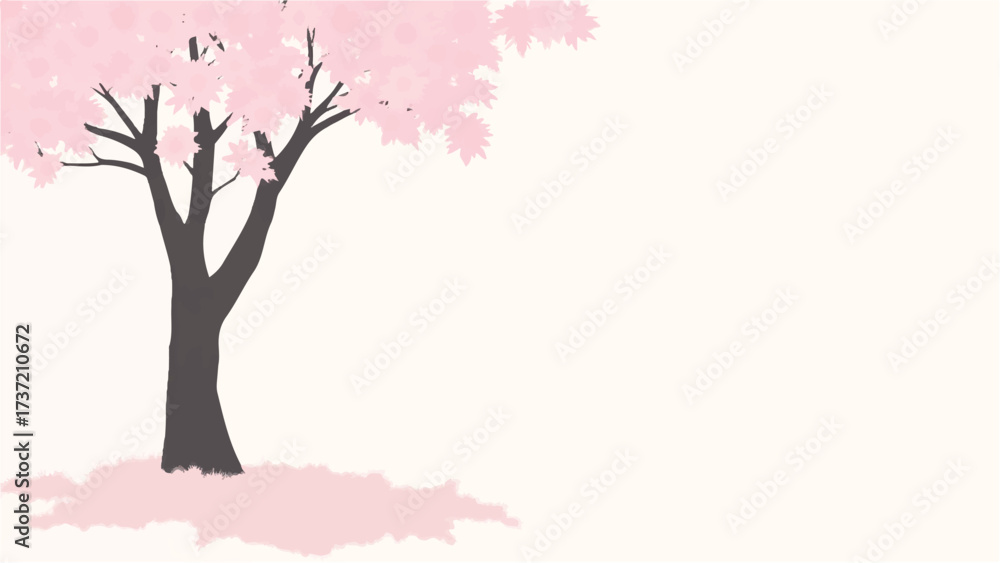 Obraz premium Pink cherry blossom tree in full bloom. Illustration of a cherry blossom tree.