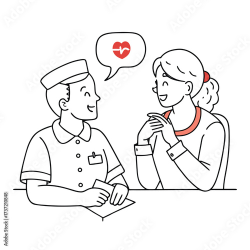 Nurse and Patient Care Discussion – Hospital Health Service Vector Illustration