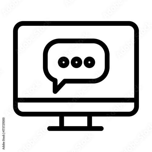Desktop Chat Line Icon of Live Chat Icon Set