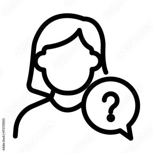 Female Customer Inquiry Line Icon of Live Chat Icon Set