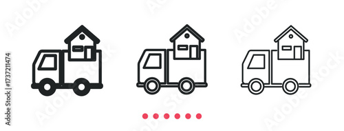 Moving house icon. Thin line icon vector