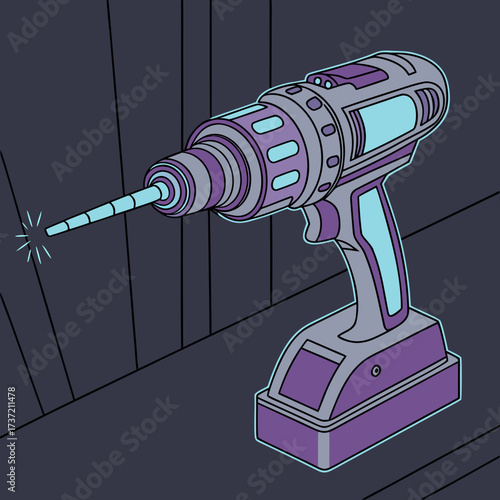 Cordless drill with laser pointer for construction and home improvement