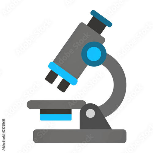 Microscope in Lab with Blue Accents