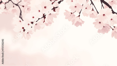 Pink cherry blossom tree in full bloom. Illustration of a cherry blossom tree.