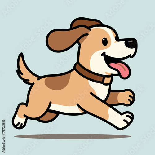 Playful Puppy Running in Joyful Springtime Field
