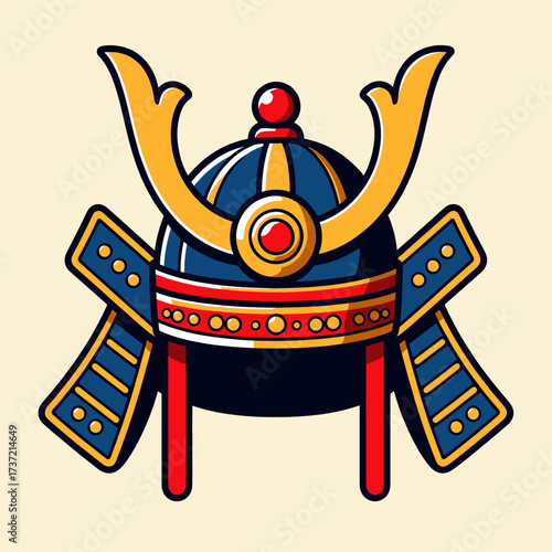 Samurai Helmet and Swords: Traditional Japanese Artwork