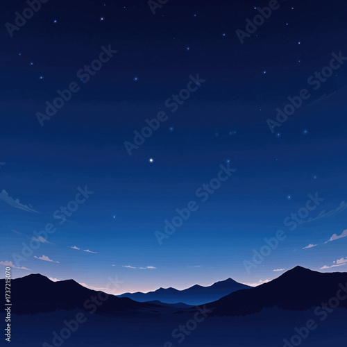 Silent Night Mountains Under Starlit Sky