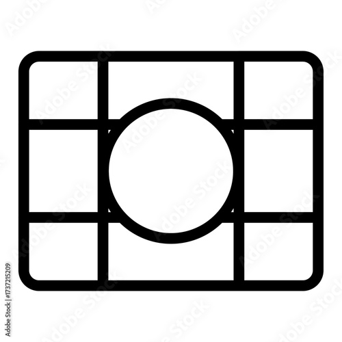 Centered Object Line Icon of Rule of Thirds Icon Set