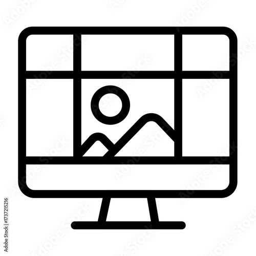 Landscape Photo Thirds Line Icon of Rule of Thirds Icon Set