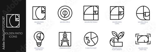 Golden Ratio Line Icon Set
