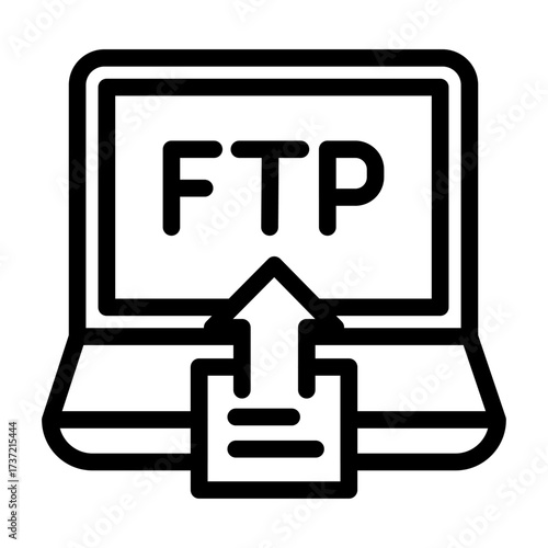 FTP Laptop Upload Line Icon of FTP (File Transfer Protocol) Icon Set
