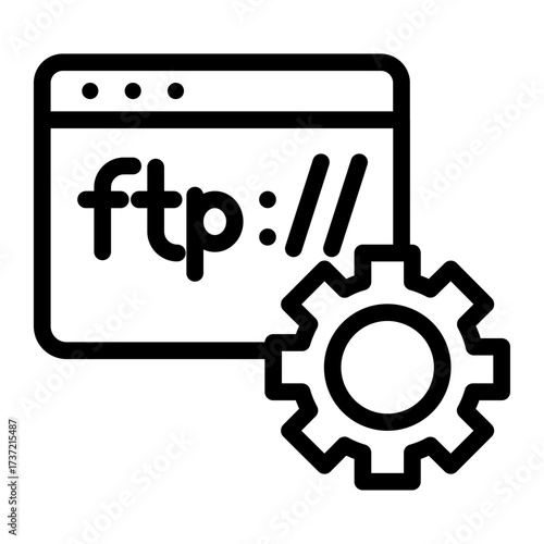TP Protocol Settings Line Icon of FTP (File Transfer Protocol) Icon Set