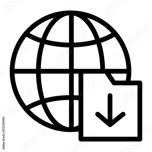 Global FTP Download Line Icon of FTP (File Transfer Protocol) Icon Set