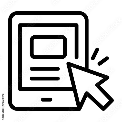 Clickable E Reader Line Icon of E books and Guides Icon Set