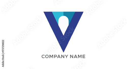 A flat vector abstract letter V construction logo with vault arch or V-shaped beam design