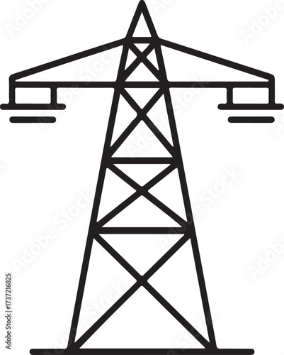 Simple outline icon of a tall steel electricity pylon tower transmission line structure