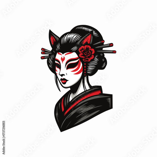 Japanese geisha kimono design vector illustration