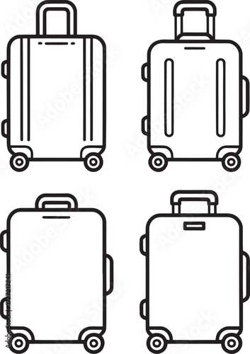 Set of Suitcase Outline vector illustration isolated On Transparent Background