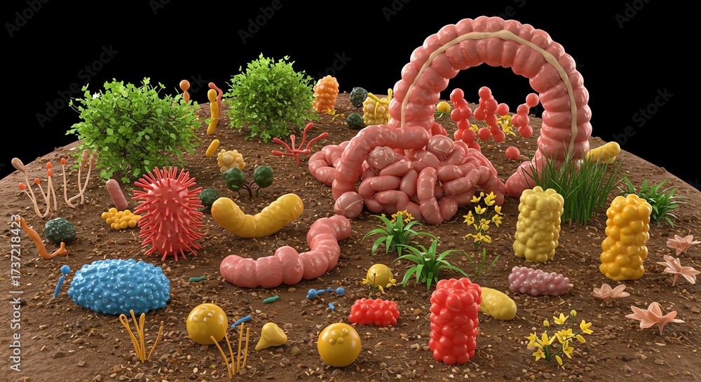 Fototapeta premium Intestine Microbiome World Health Food Science Medical Innovation